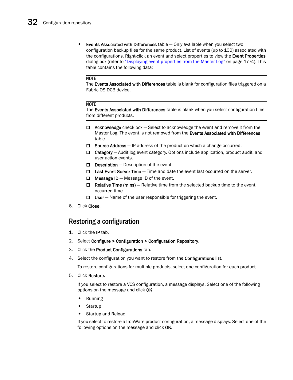 Restoring a configuration, Restoring a, Configuration | Brocade Network Advisor SAN + IP User Manual v12.1.0 User Manual | Page 1279 / 2389