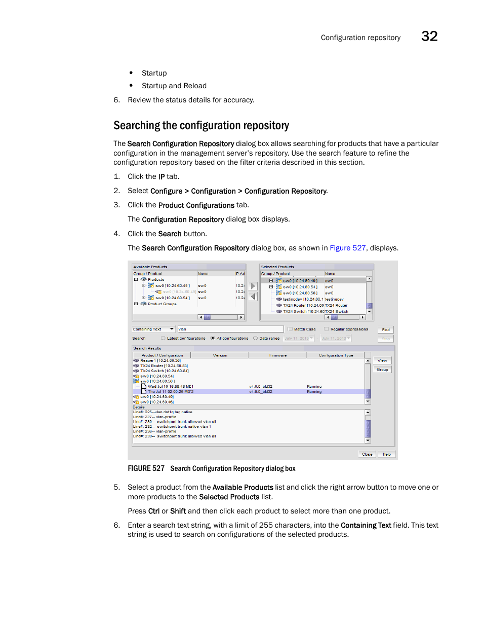 Searching the configuration repository | Brocade Network Advisor SAN + IP User Manual v12.1.0 User Manual | Page 1280 / 2389