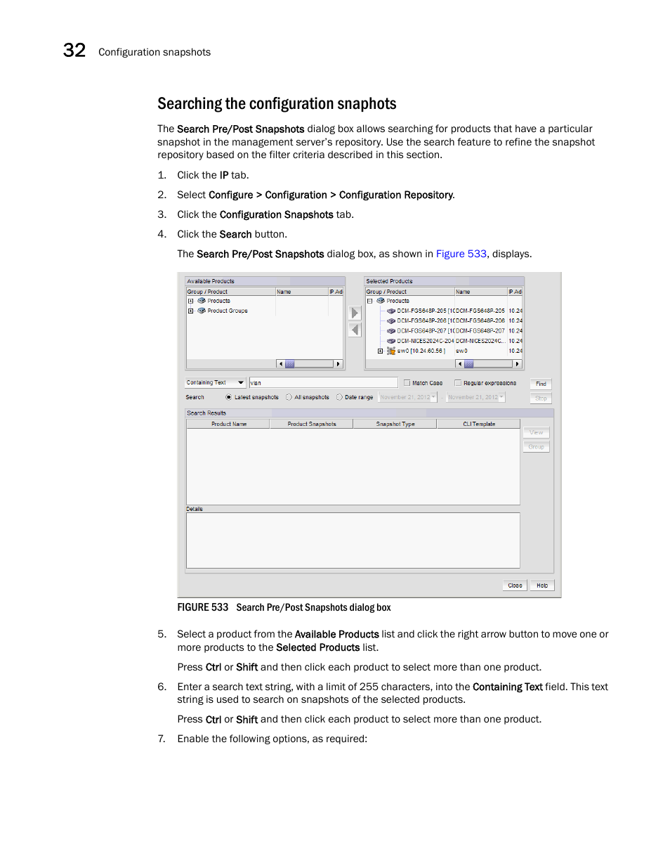 Searching the configuration snaphots | Brocade Network Advisor SAN + IP User Manual v12.1.0 User Manual | Page 1291 / 2389