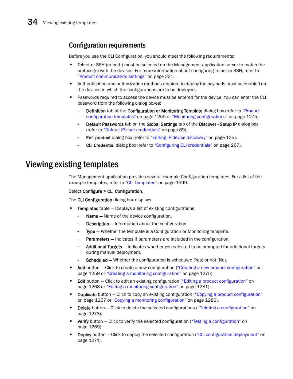 Configuration requirements, Viewing existing templates, Configuration requirements 8 | Viewing existing templates 8 | Brocade Network Advisor SAN + IP User Manual v12.1.0 User Manual | Page 1308 / 2389