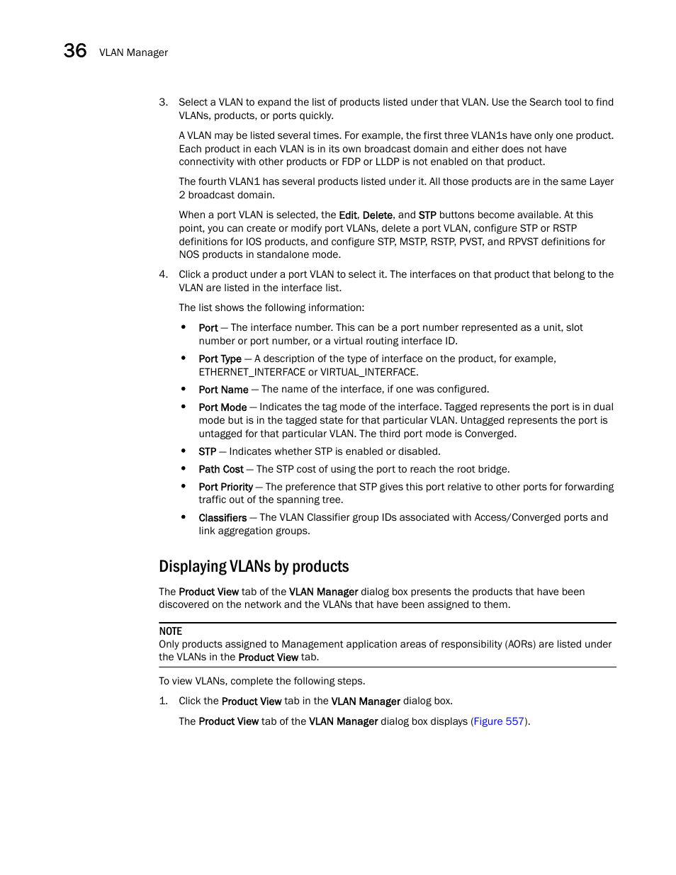 Displaying vlans by products | Brocade Network Advisor SAN + IP User Manual v12.1.0 User Manual | Page 1353 / 2389