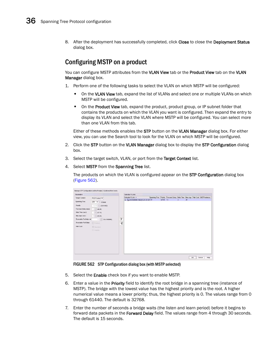Configuring mstp on a product | Brocade Network Advisor SAN + IP User Manual v12.1.0 User Manual | Page 1365 / 2389