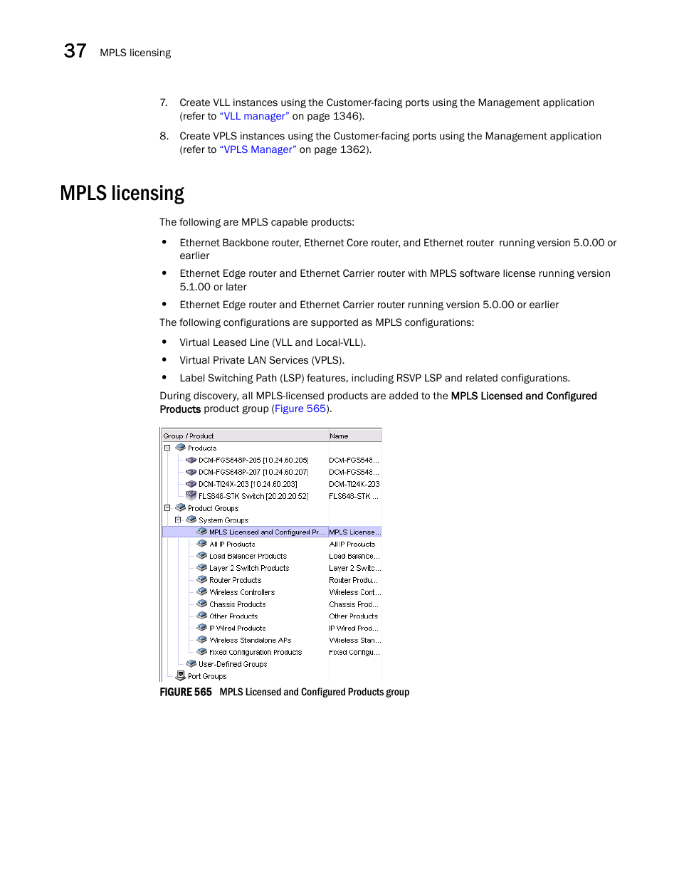 Mpls licensing, Mpls licensing 2, Mpls | Licensing | Brocade Network Advisor SAN + IP User Manual v12.1.0 User Manual | Page 1371 / 2389