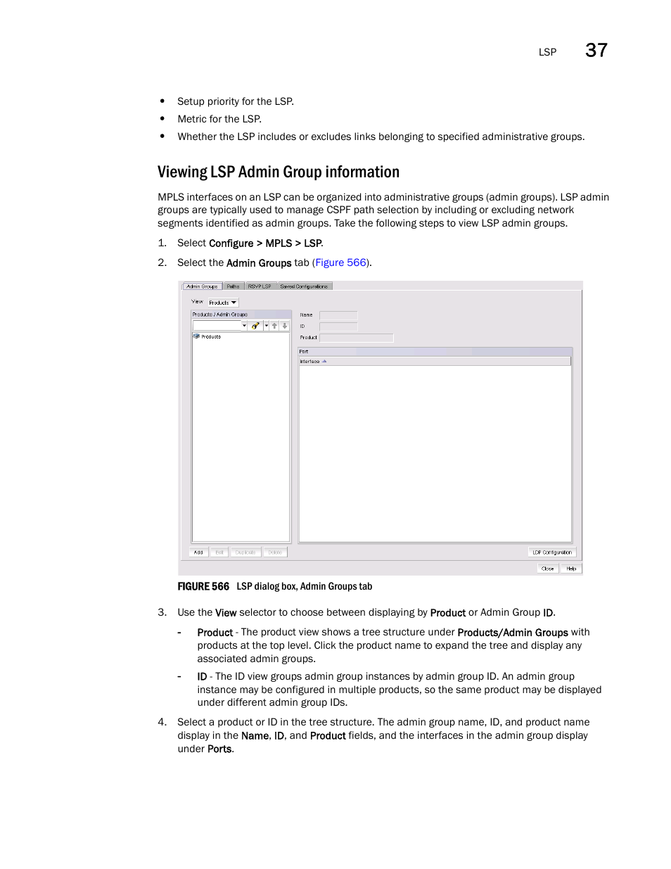 Viewing lsp admin group information | Brocade Network Advisor SAN + IP User Manual v12.1.0 User Manual | Page 1374 / 2389