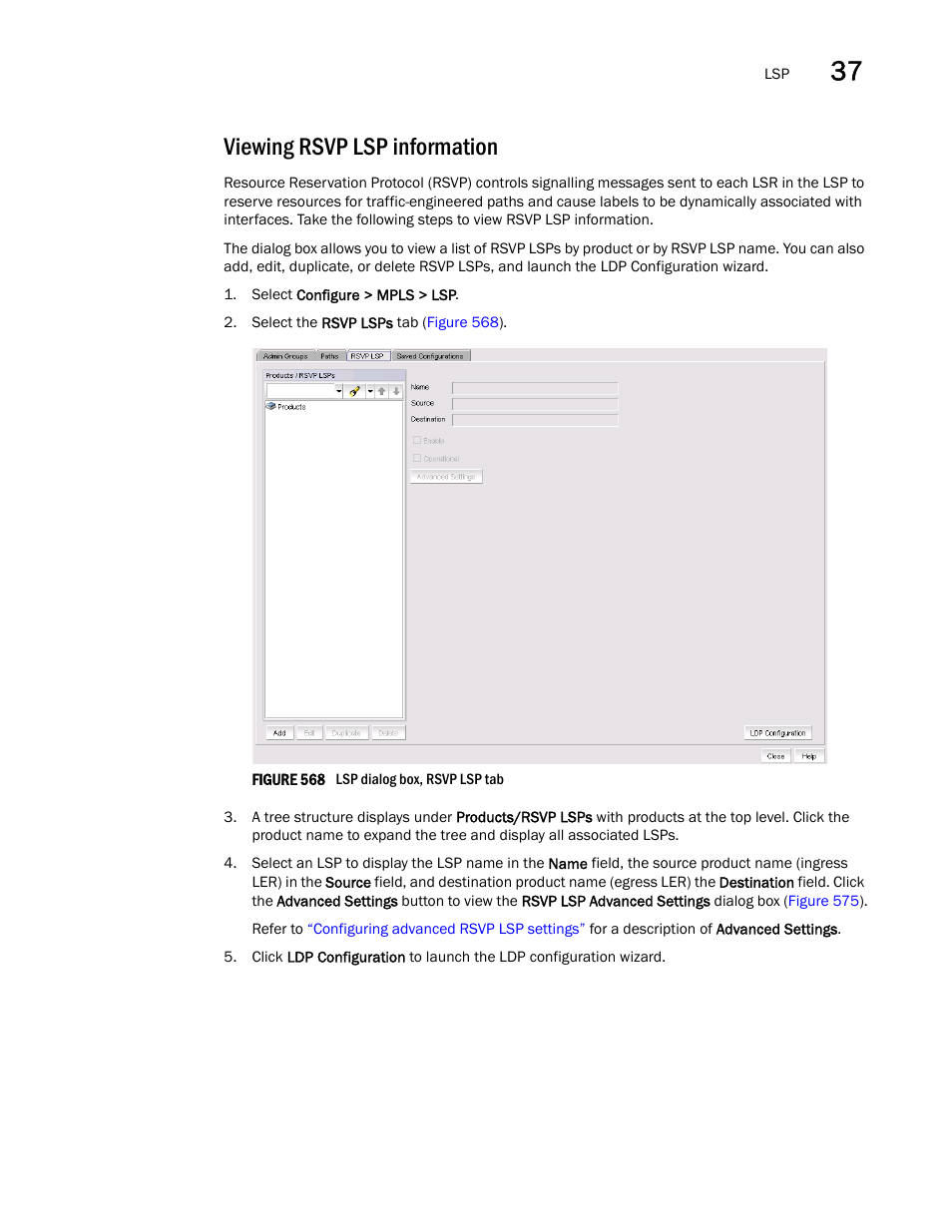 Viewing rsvp lsp information | Brocade Network Advisor SAN + IP User Manual v12.1.0 User Manual | Page 1376 / 2389