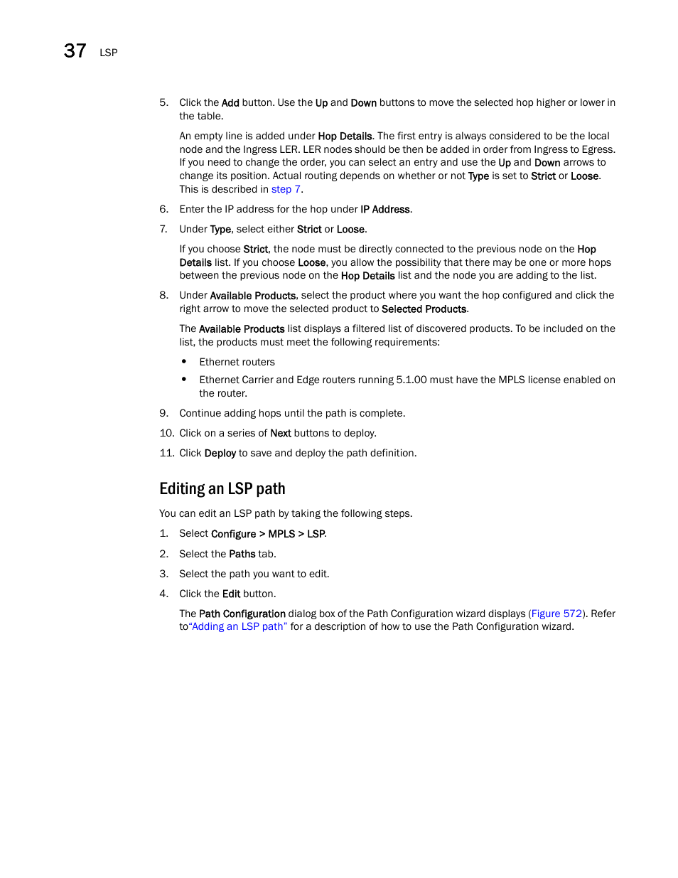 Editing an lsp path | Brocade Network Advisor SAN + IP User Manual v12.1.0 User Manual | Page 1381 / 2389