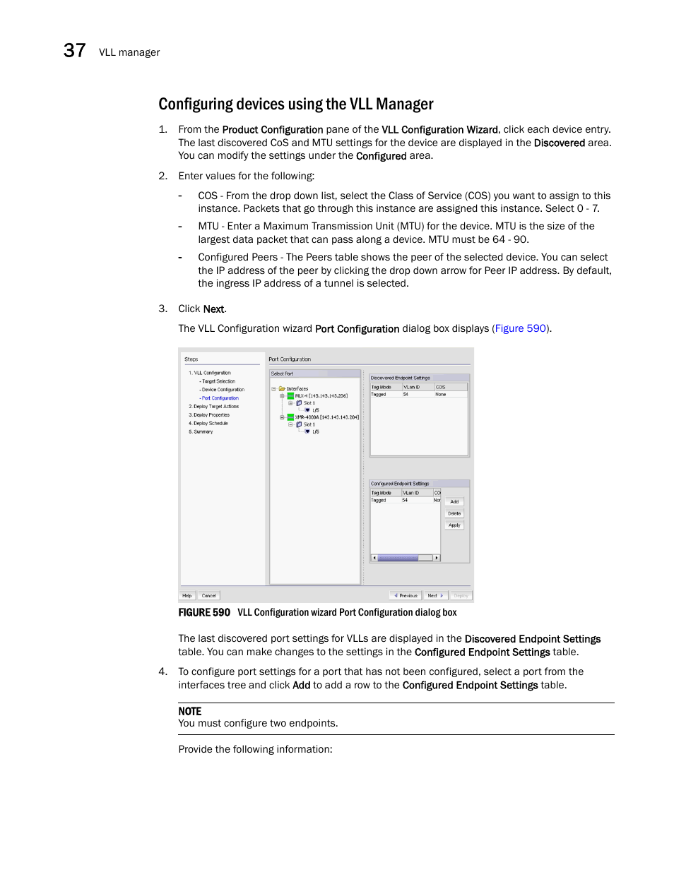 Configuring devices using the vll manager | Brocade Network Advisor SAN + IP User Manual v12.1.0 User Manual | Page 1401 / 2389