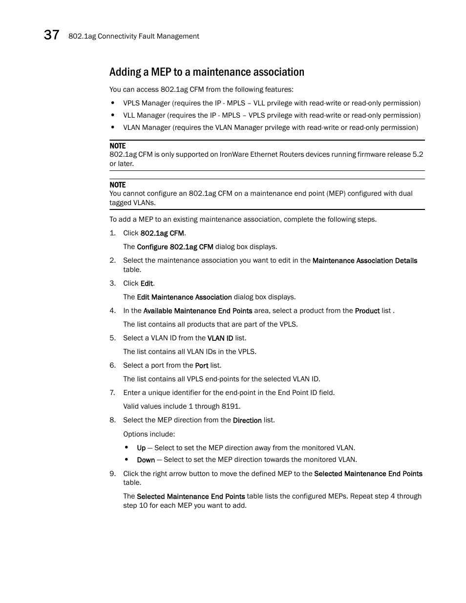 Adding a mep to a maintenance association | Brocade Network Advisor SAN + IP User Manual v12.1.0 User Manual | Page 1431 / 2389