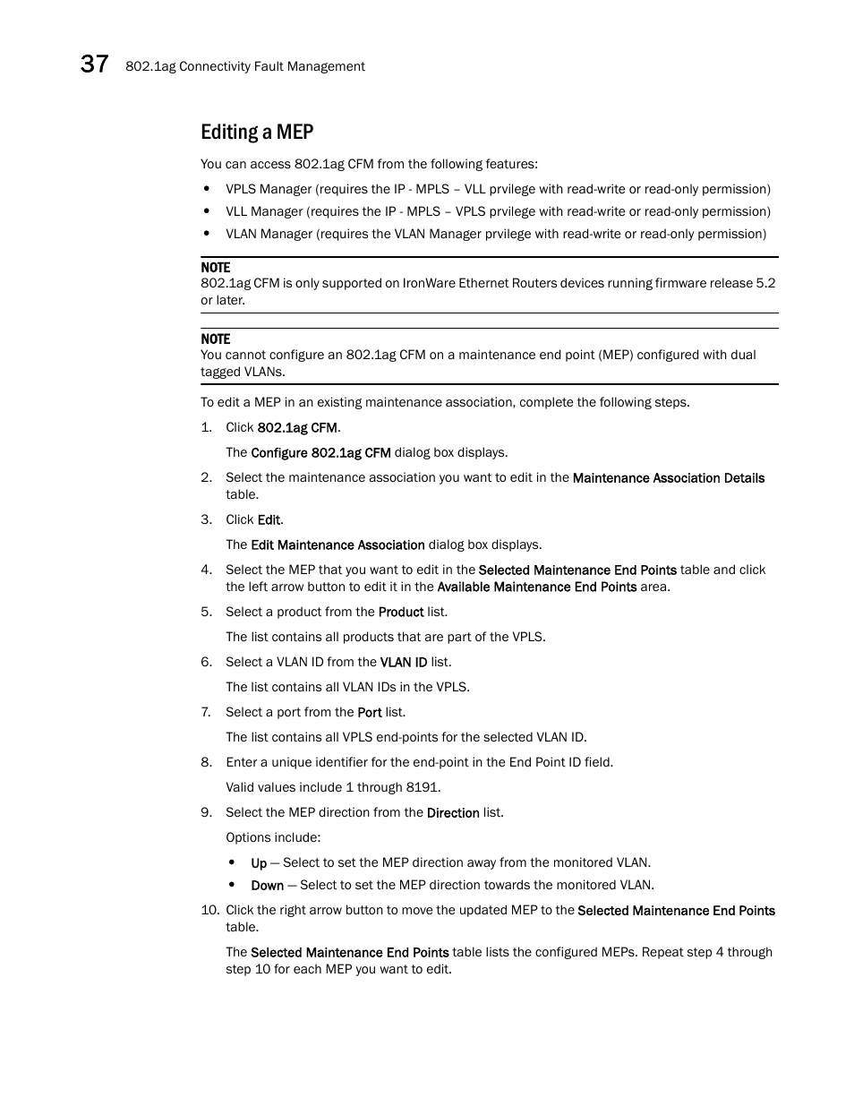 Editing a mep | Brocade Network Advisor SAN + IP User Manual v12.1.0 User Manual | Page 1433 / 2389