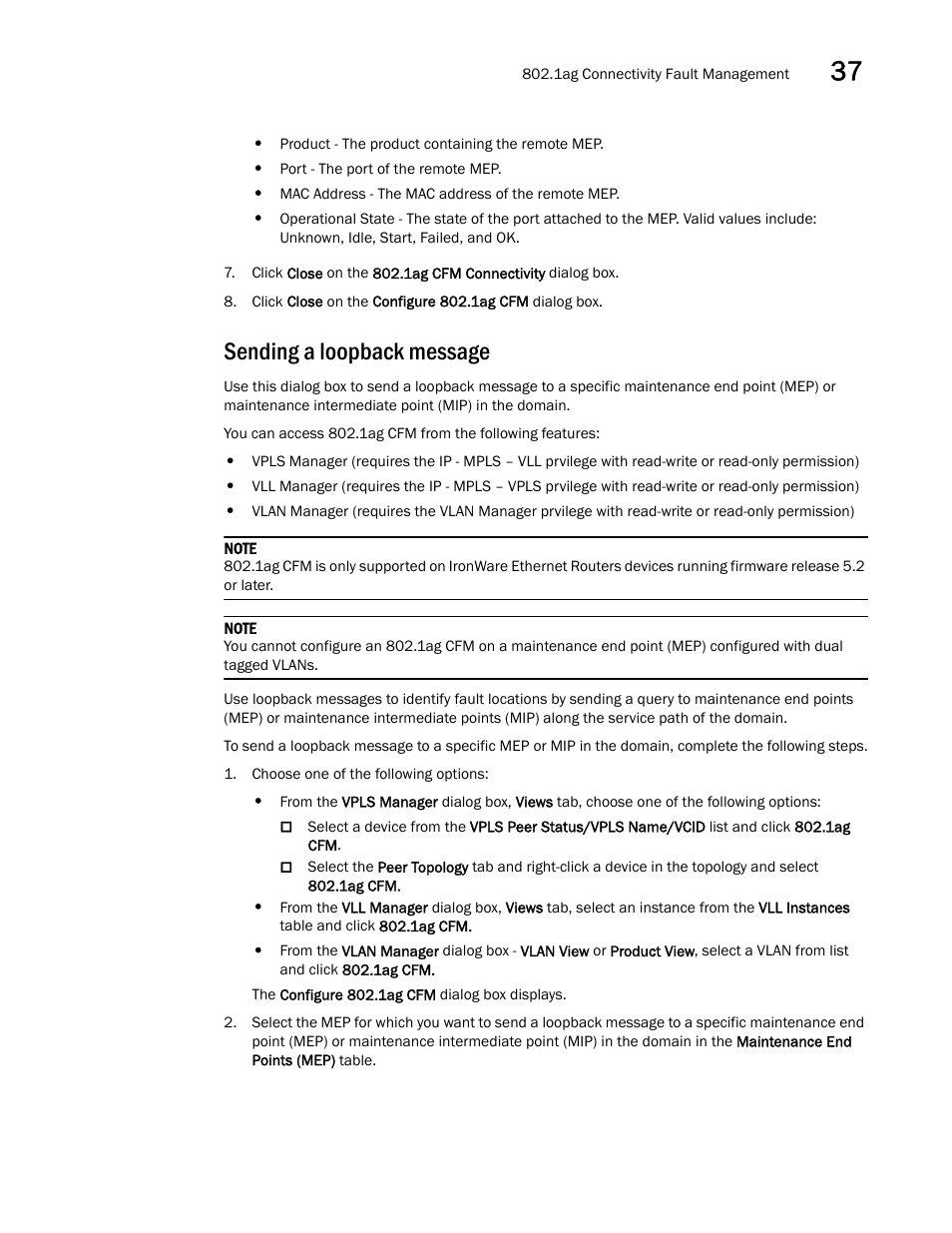 Sending a loopback message, Sending a, Loopback message | Brocade Network Advisor SAN + IP User Manual v12.1.0 User Manual | Page 1438 / 2389