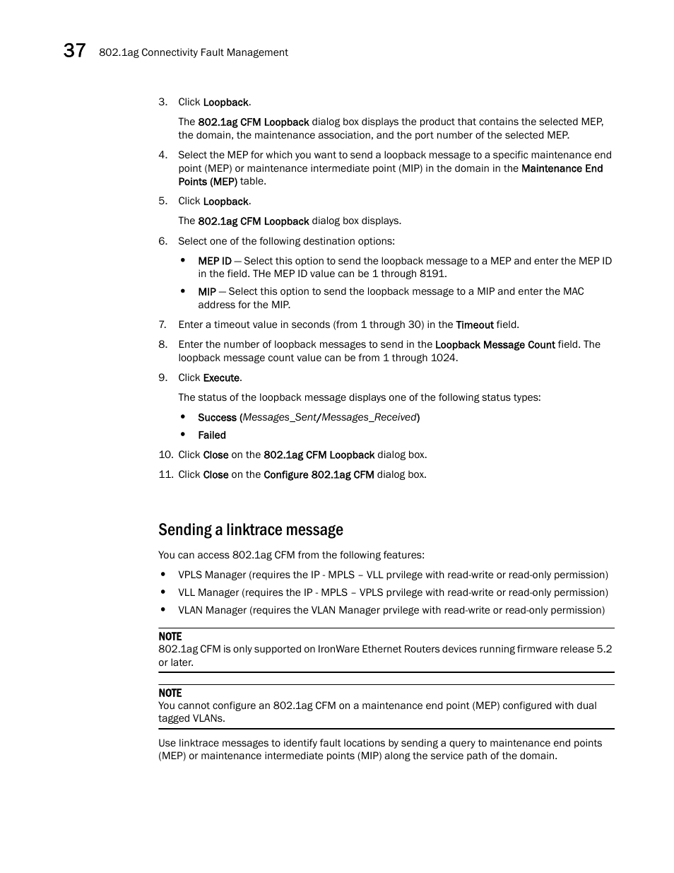 Sending a linktrace message, Sending a, Linktrace message | Brocade Network Advisor SAN + IP User Manual v12.1.0 User Manual | Page 1439 / 2389