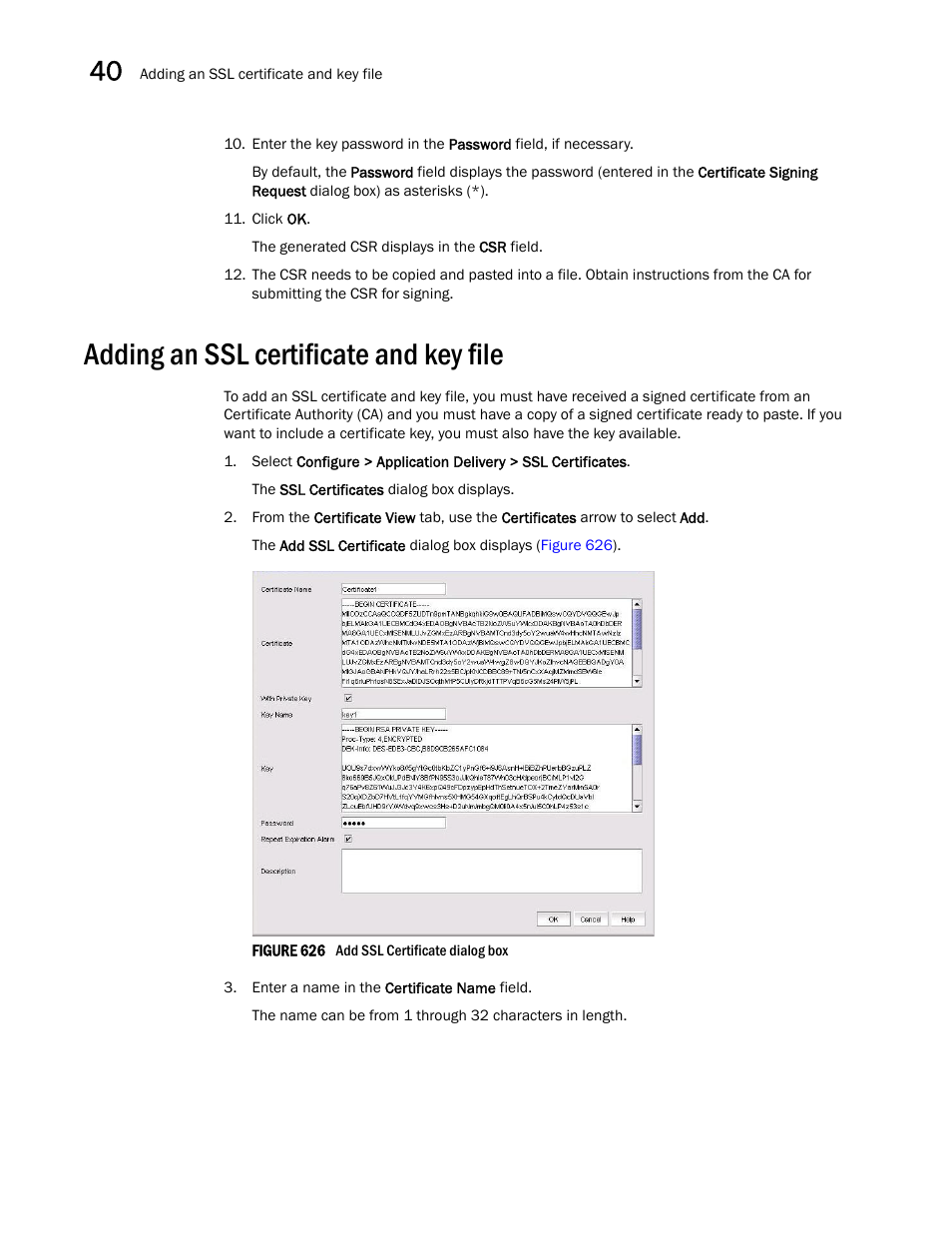 Adding an ssl certificate and key file, Adding an ssl certificate and key file 8 | Brocade Network Advisor SAN + IP User Manual v12.1.0 User Manual | Page 1476 / 2389
