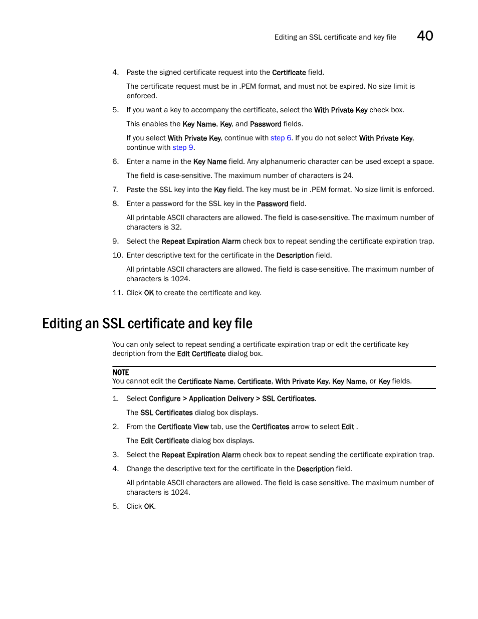Editing an ssl certificate and key file, Editing an ssl certificate and key file 9 | Brocade Network Advisor SAN + IP User Manual v12.1.0 User Manual | Page 1477 / 2389