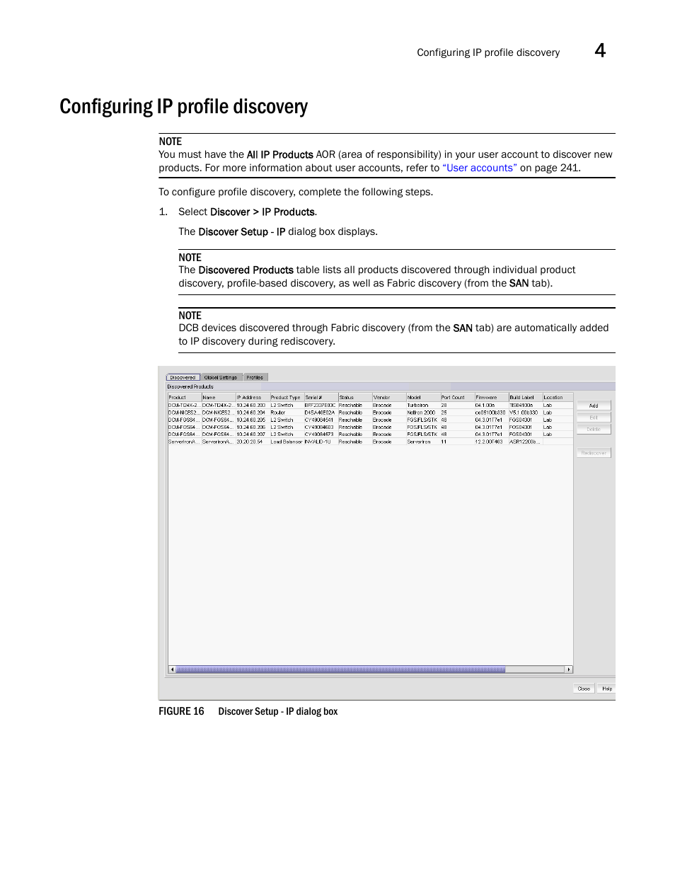 Configuring ip profile discovery | Brocade Network Advisor SAN + IP User Manual v12.1.0 User Manual | Page 148 / 2389
