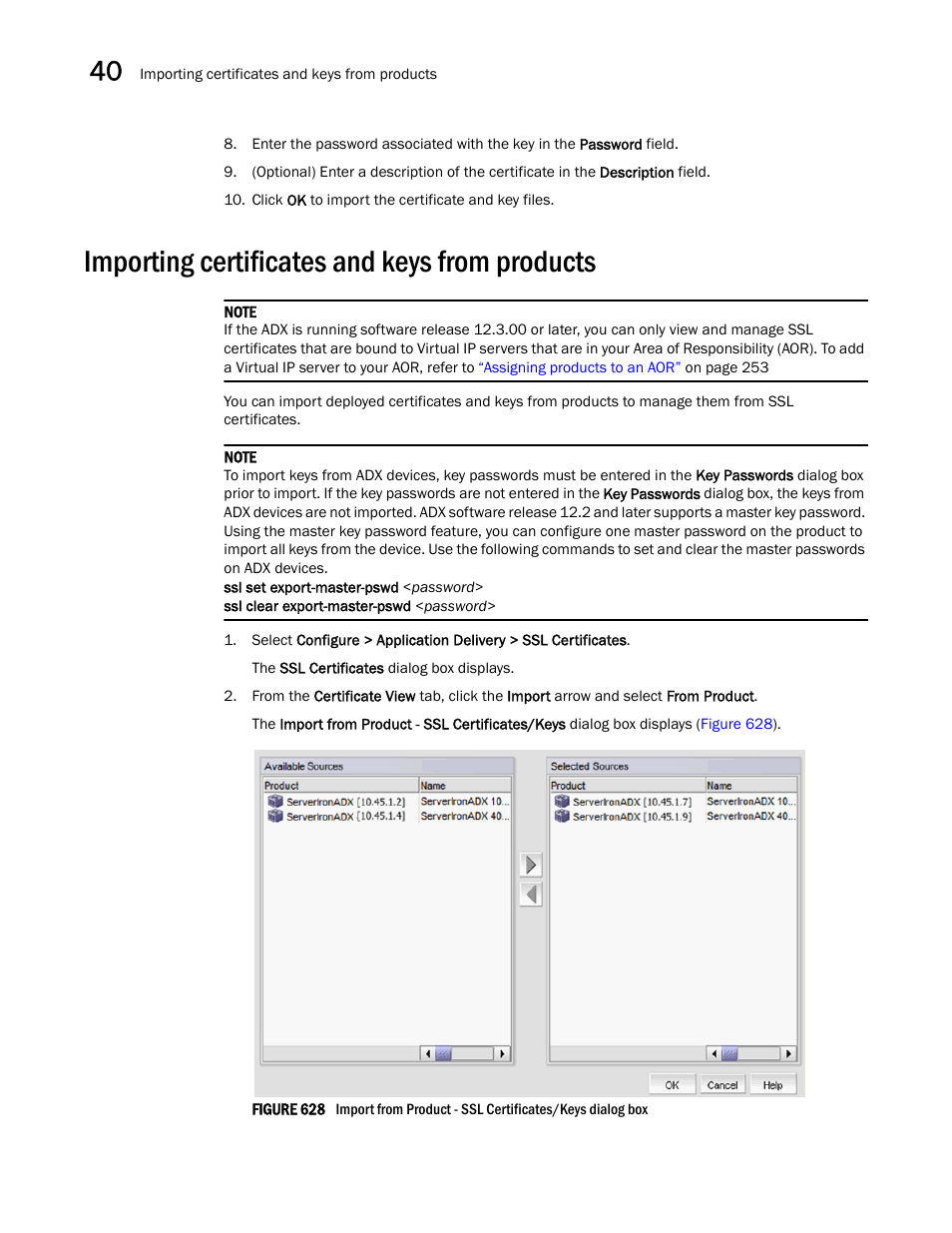 Importing certificates and keys from products, Importing certificates and keys from products 2 | Brocade Network Advisor SAN + IP User Manual v12.1.0 User Manual | Page 1480 / 2389