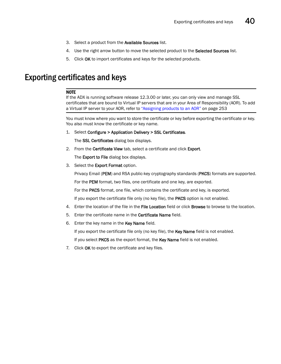 Exporting certificates and keys, Exporting certificates and keys 3 | Brocade Network Advisor SAN + IP User Manual v12.1.0 User Manual | Page 1481 / 2389