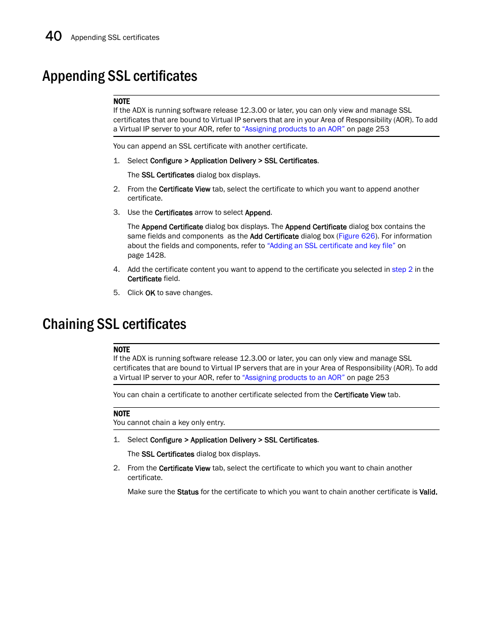Appending ssl certificates, Chaining ssl certificates, Appending ssl certificates 6 | Chaining ssl certificates 6 | Brocade Network Advisor SAN + IP User Manual v12.1.0 User Manual | Page 1484 / 2389