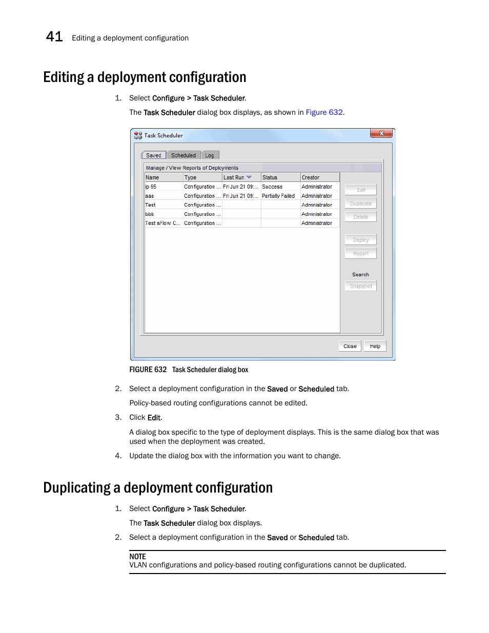 Editing a deployment configuration, Duplicating a deployment configuration, Editing a deployment configuration 0 | Duplicating a deployment configuration 0 | Brocade Network Advisor SAN + IP User Manual v12.1.0 User Manual | Page 1488 / 2389
