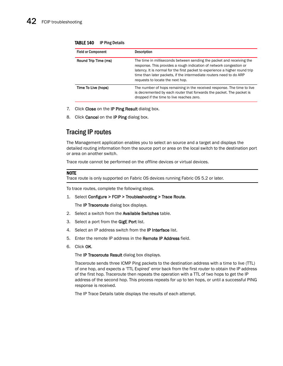 Tracing ip routes | Brocade Network Advisor SAN + IP User Manual v12.1.0 User Manual | Page 1503 / 2389