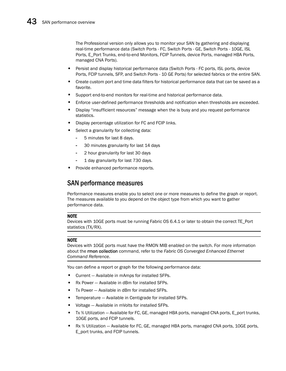 San performance measures, San performance measures 0 | Brocade Network Advisor SAN + IP User Manual v12.1.0 User Manual | Page 1507 / 2389