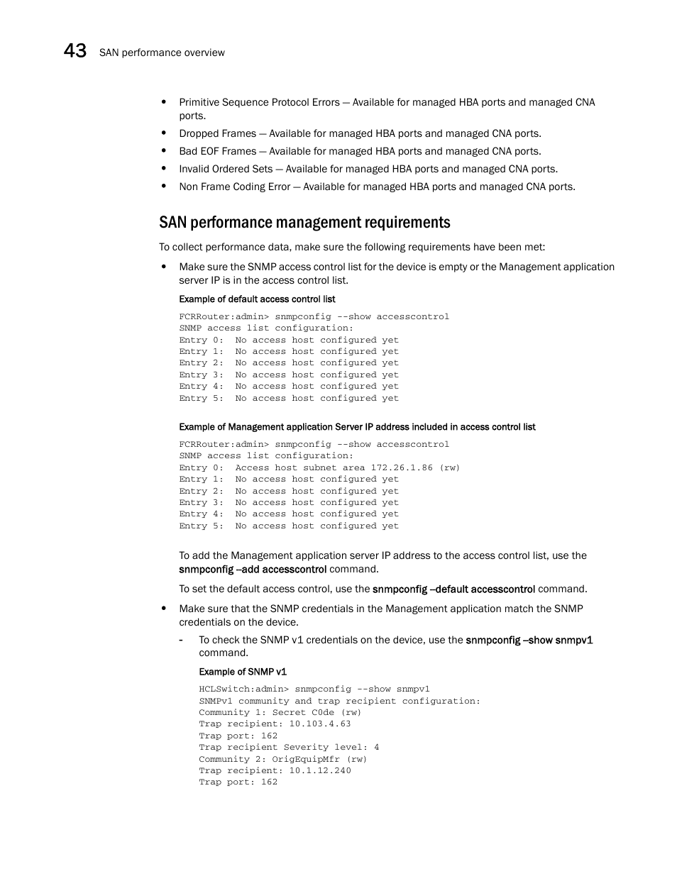 San performance management requirements | Brocade Network Advisor SAN + IP User Manual v12.1.0 User Manual | Page 1509 / 2389