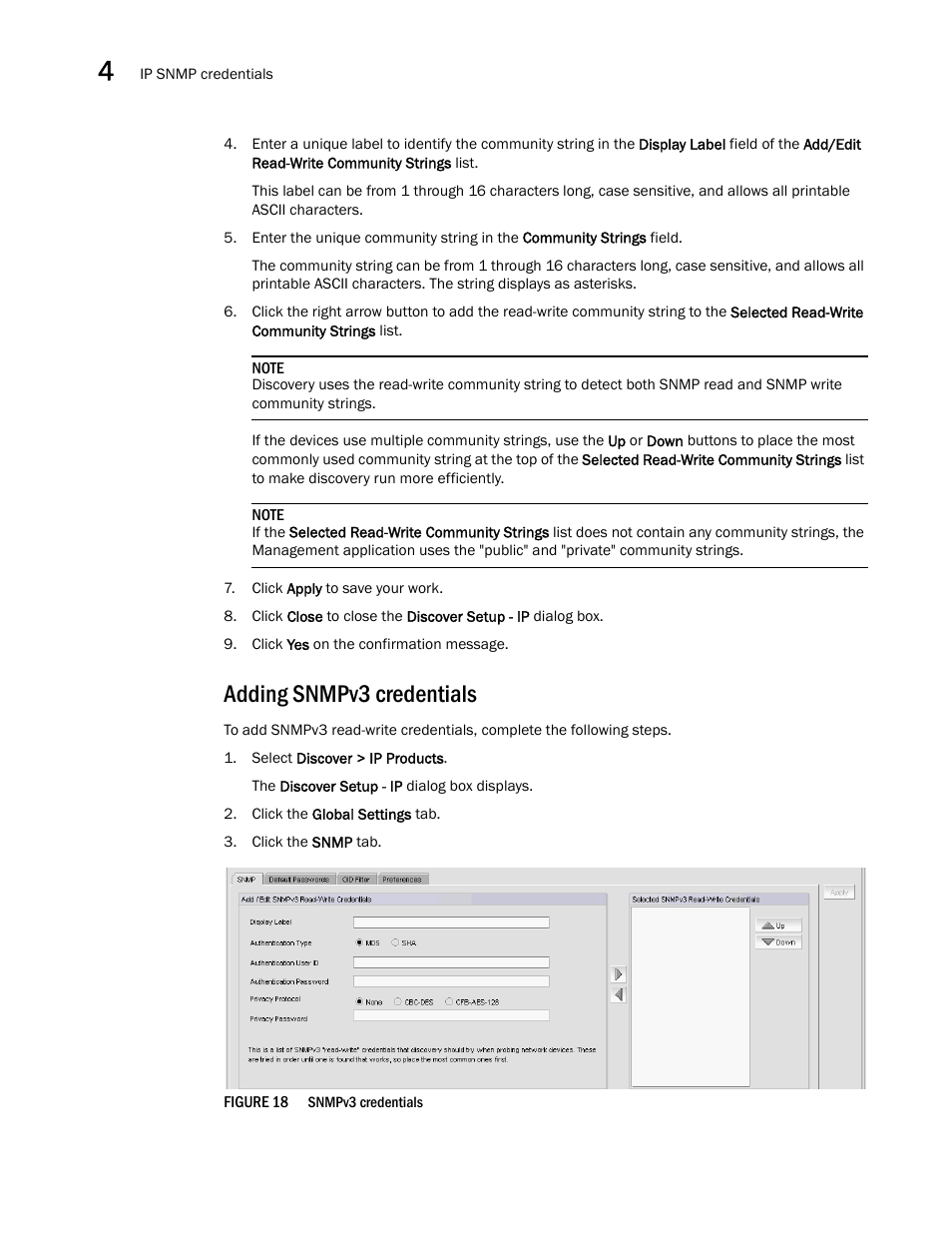 Adding snmpv3 credentials | Brocade Network Advisor SAN + IP User Manual v12.1.0 User Manual | Page 151 / 2389