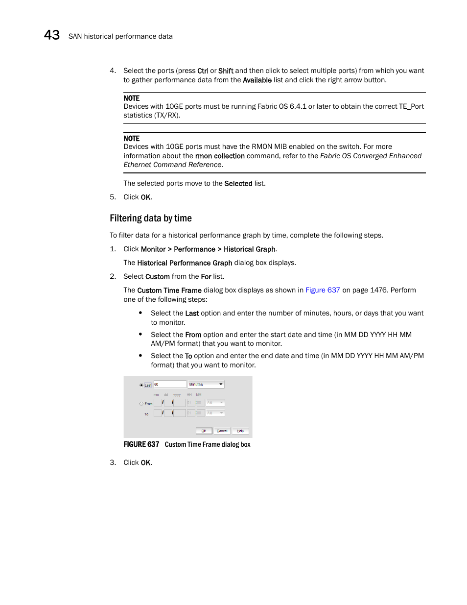 Filtering data by time | Brocade Network Advisor SAN + IP User Manual v12.1.0 User Manual | Page 1523 / 2389