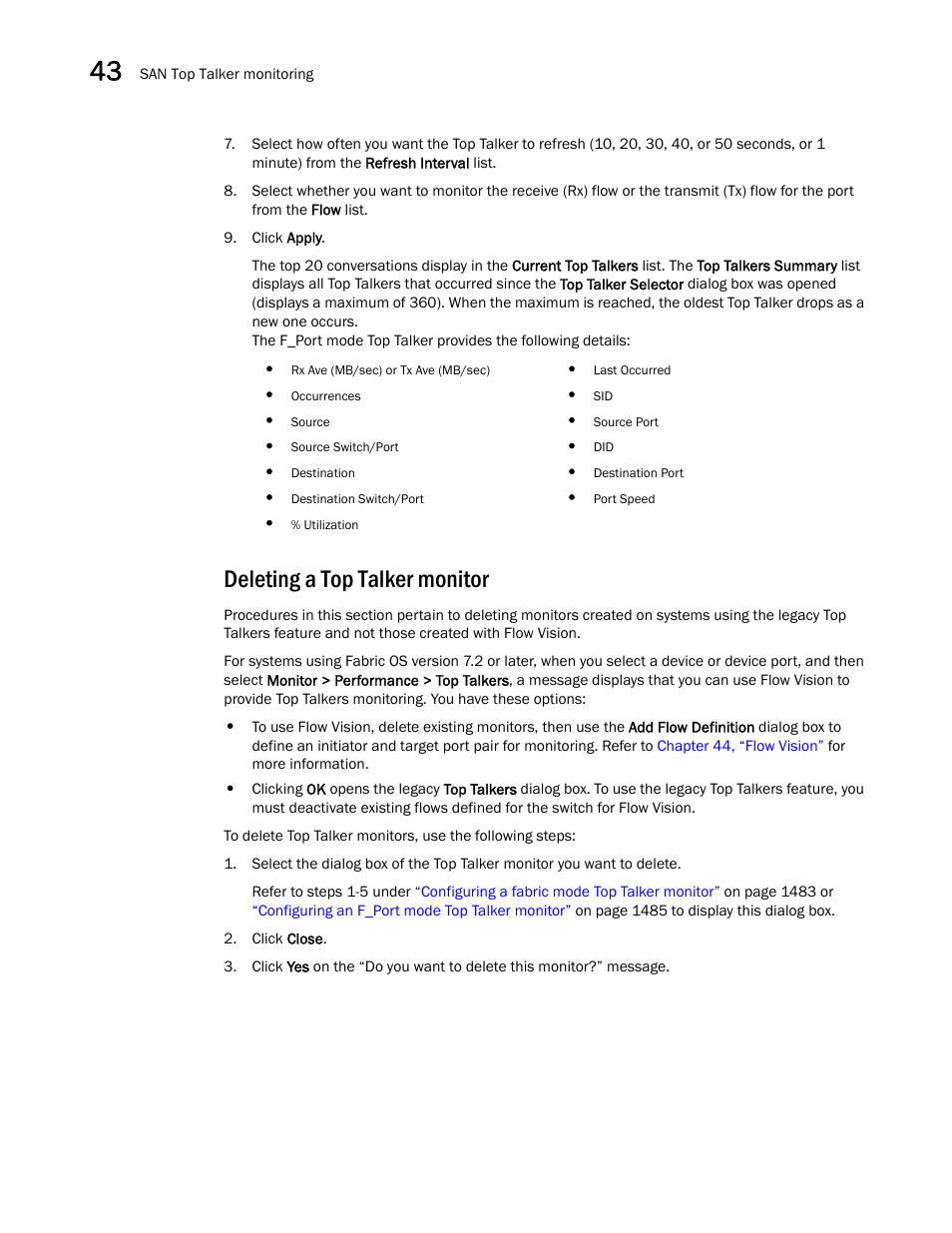 Deleting a top talker monitor | Brocade Network Advisor SAN + IP User Manual v12.1.0 User Manual | Page 1533 / 2389