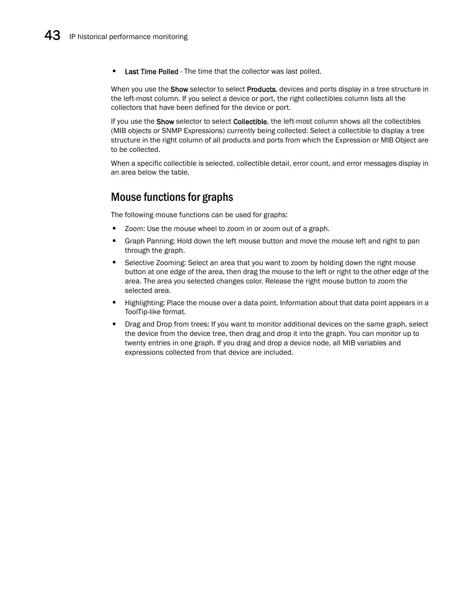 Mouse functions for graphs | Brocade Network Advisor SAN + IP User Manual v12.1.0 User Manual | Page 1581 / 2389