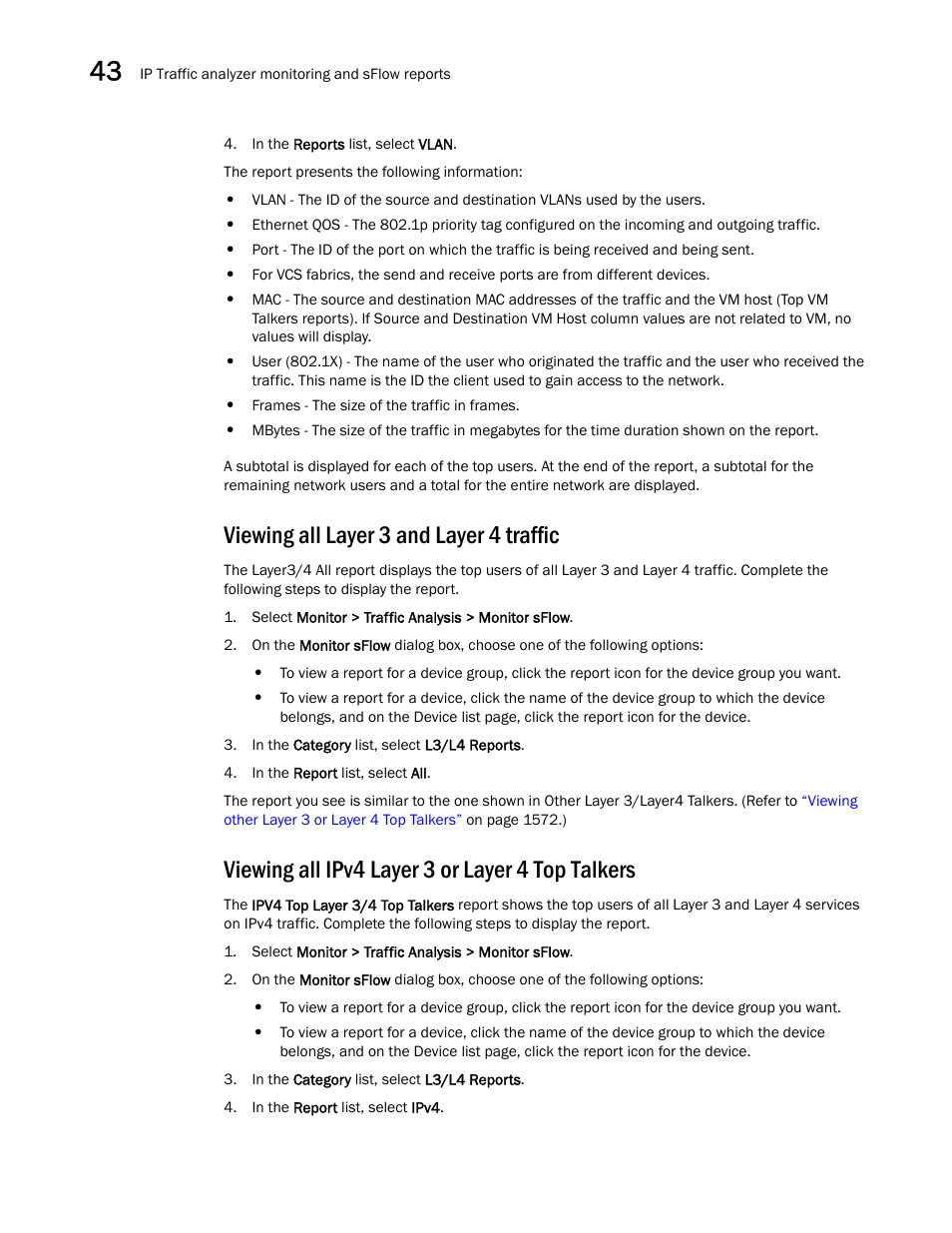 Viewing all layer 3 and layer 4 traffic, Viewing all ipv4 layer 3 or layer 4 top talkers | Brocade Network Advisor SAN + IP User Manual v12.1.0 User Manual | Page 1613 / 2389