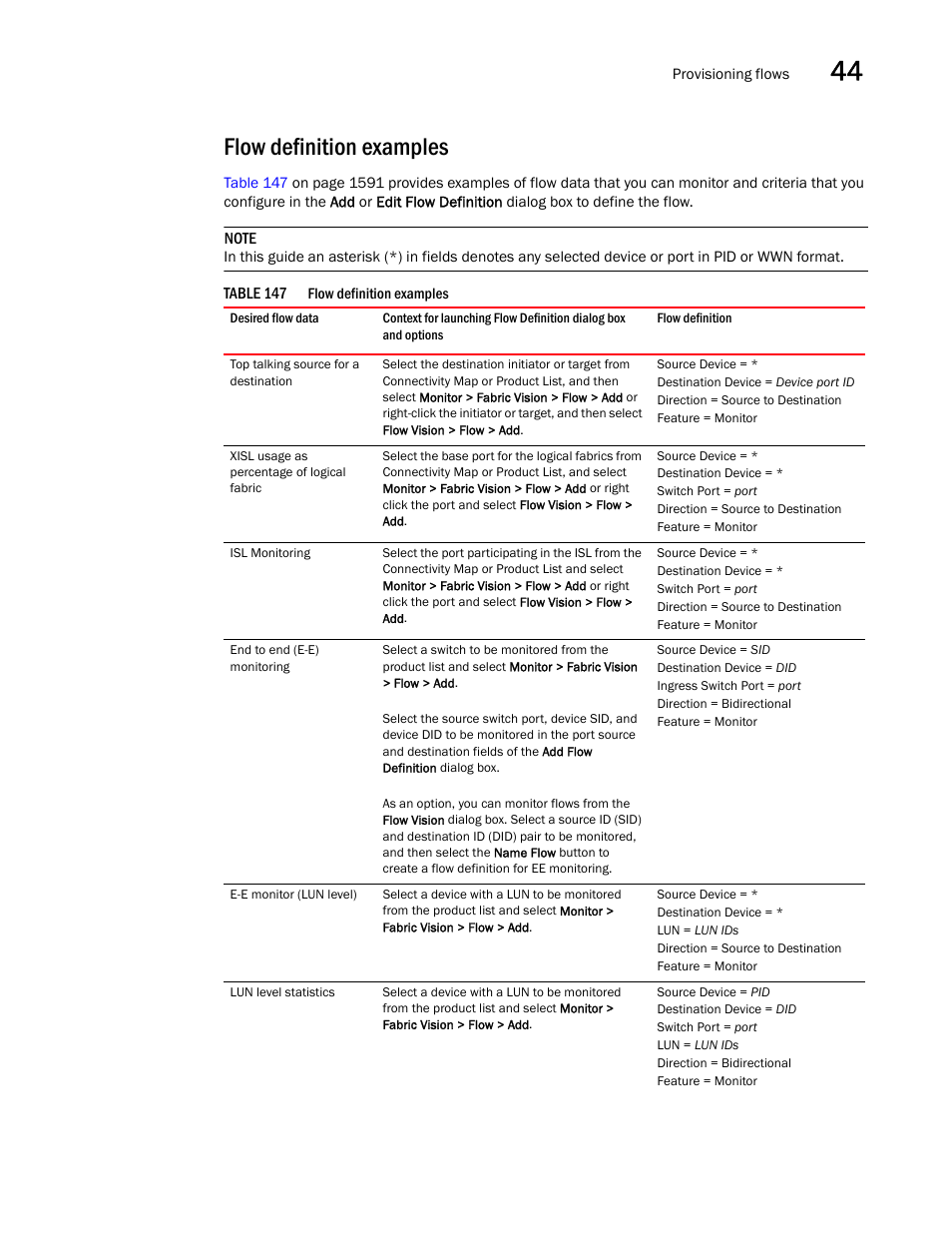 Flow definition examples | Brocade Network Advisor SAN + IP User Manual v12.1.0 User Manual | Page 1637 / 2389