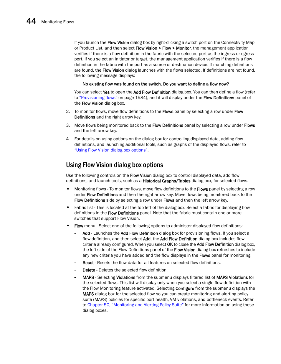 Using flow vision dialog box options | Brocade Network Advisor SAN + IP User Manual v12.1.0 User Manual | Page 1640 / 2389