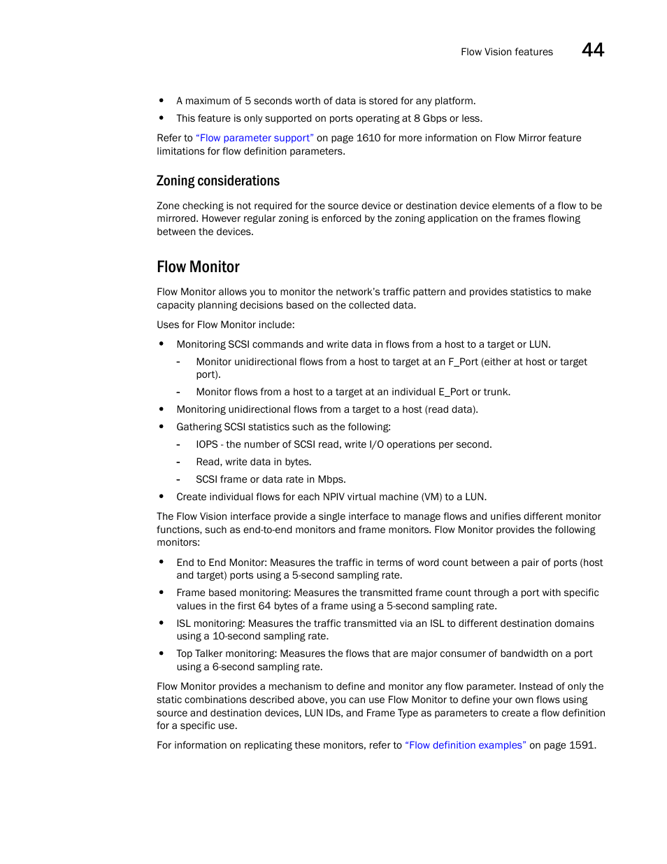 Zoning considerations, Flow monitor, Flow monitor 5 | Brocade Network Advisor SAN + IP User Manual v12.1.0 User Manual | Page 1651 / 2389