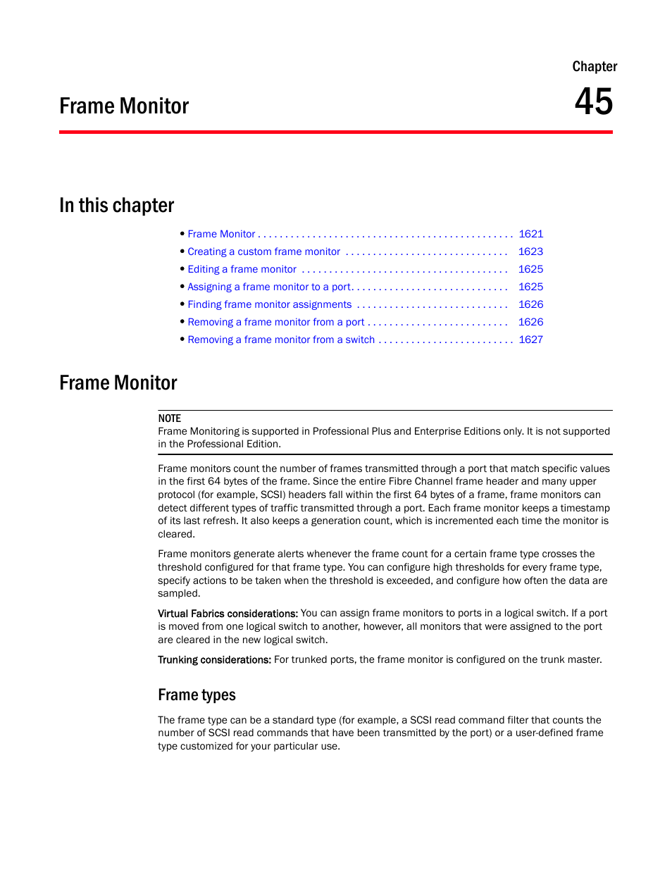 Frame monitor, Frame types, Chapter 45 | Frame types 1, Chapter 45, “frame monitor | Brocade Network Advisor SAN + IP User Manual v12.1.0 User Manual | Page 1666 / 2389