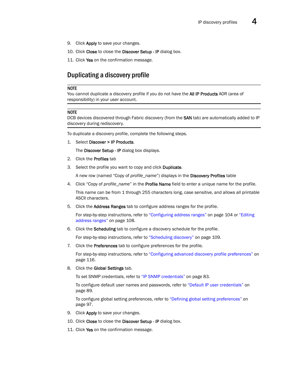 Duplicating a discovery profile | Brocade Network Advisor SAN + IP User Manual v12.1.0 User Manual | Page 170 / 2389