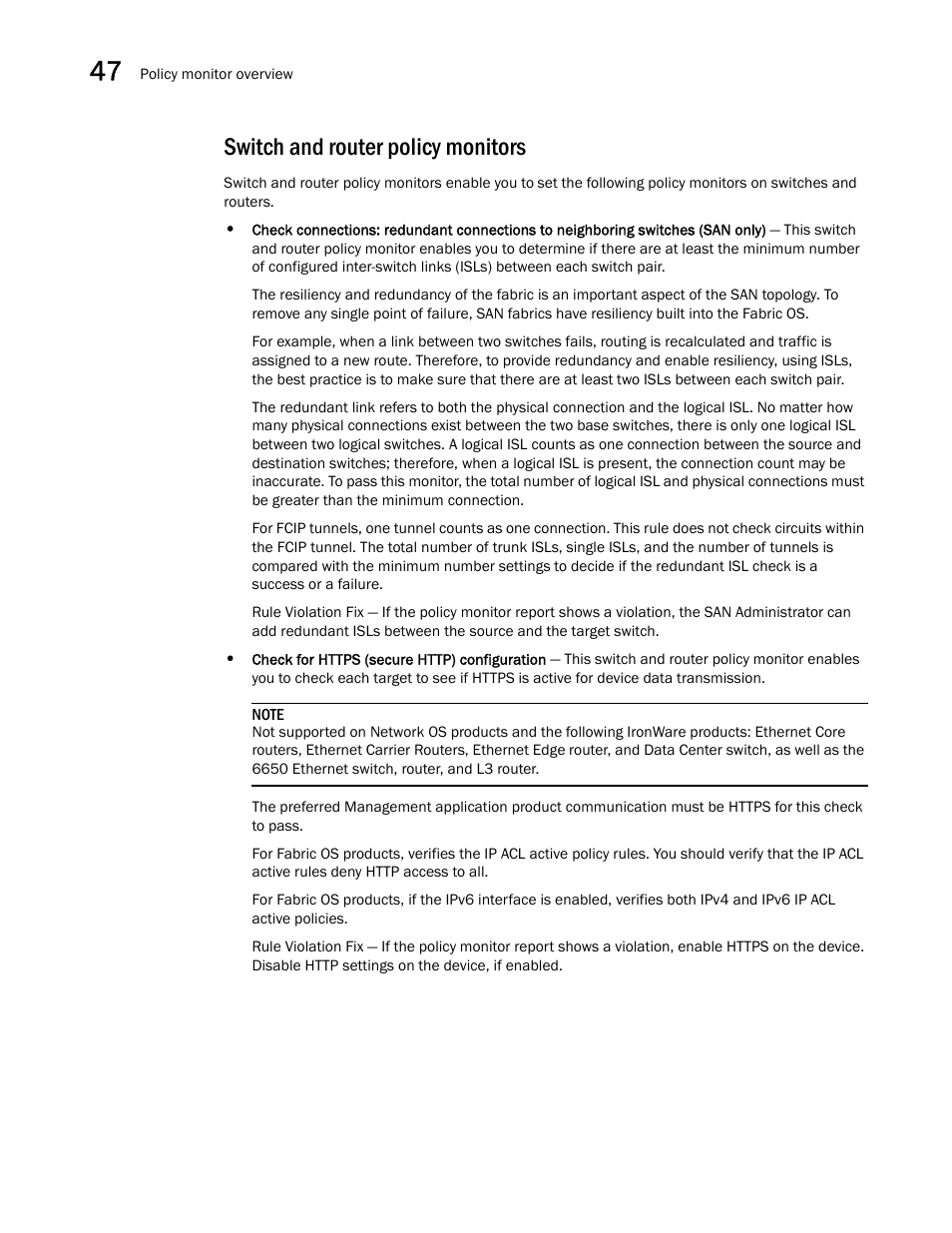 Switch and router policy monitors | Brocade Network Advisor SAN + IP User Manual v12.1.0 User Manual | Page 1709 / 2389