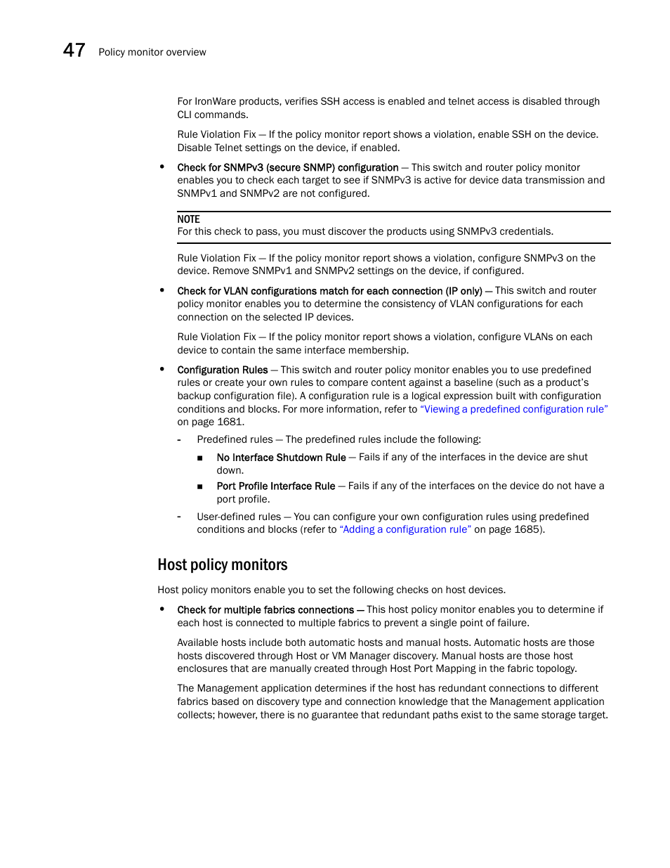 Host policy monitors | Brocade Network Advisor SAN + IP User Manual v12.1.0 User Manual | Page 1711 / 2389