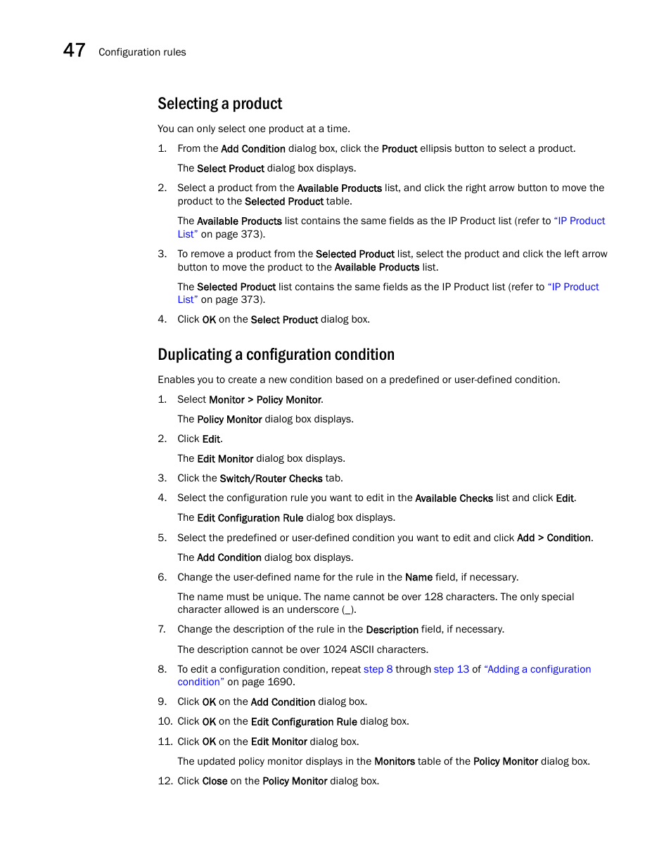Selecting a product, Duplicating a configuration condition, Eps in | Brocade Network Advisor SAN + IP User Manual v12.1.0 User Manual | Page 1735 / 2389