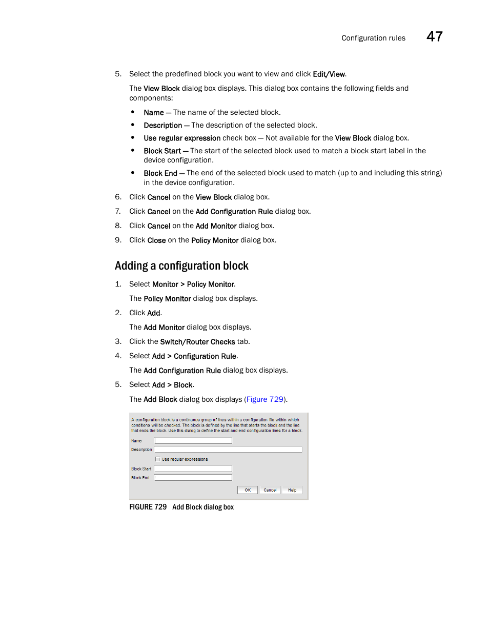 Adding a configuration block, Adding a, Configuration block | Brocade Network Advisor SAN + IP User Manual v12.1.0 User Manual | Page 1740 / 2389