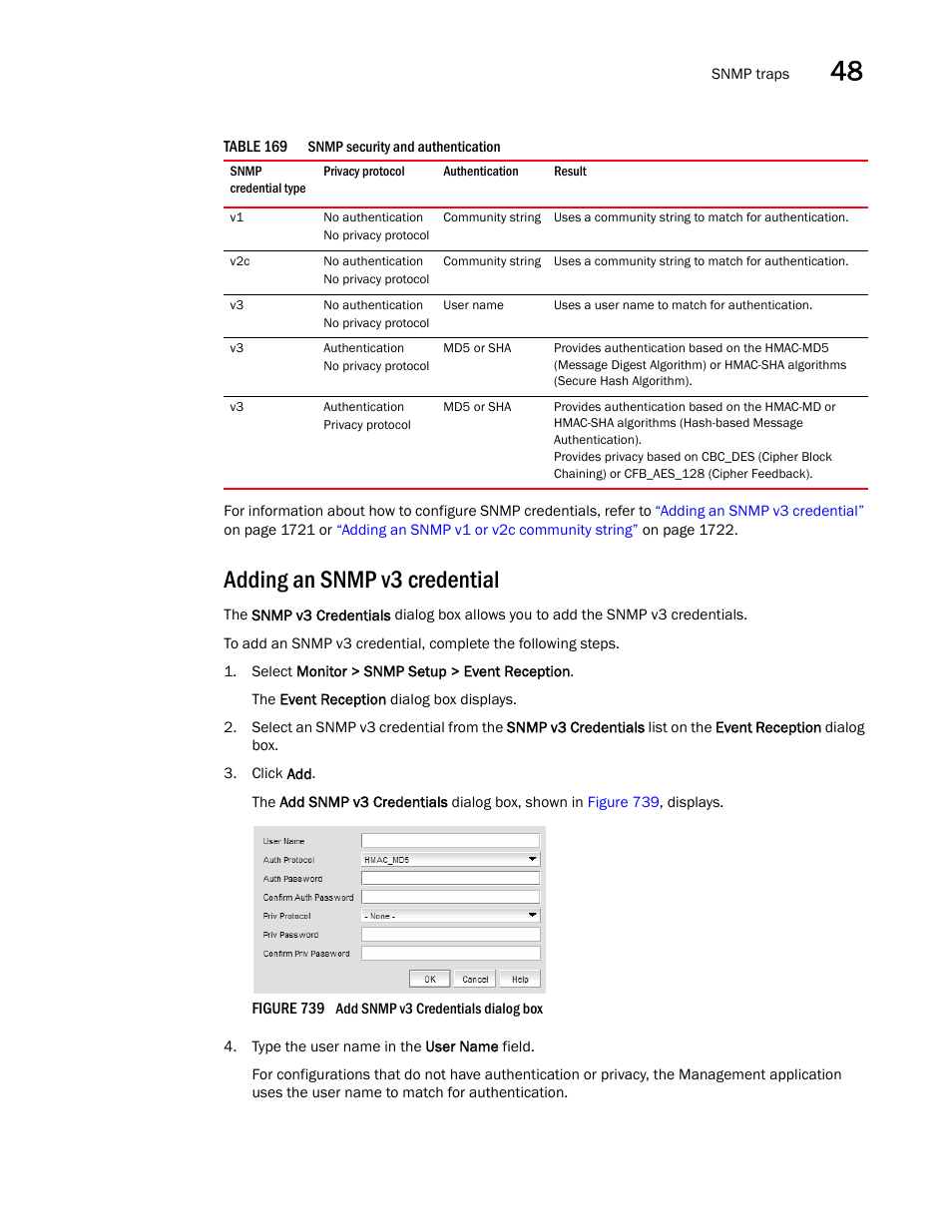 Adding an snmp v3 credential | Brocade Network Advisor SAN + IP User Manual v12.1.0 User Manual | Page 1763 / 2389