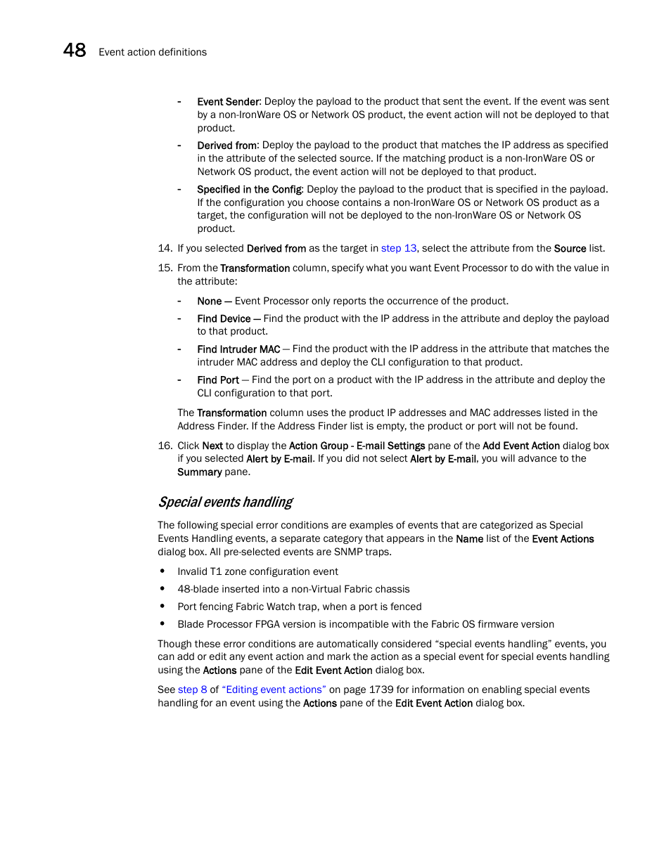 Special events handling | Brocade Network Advisor SAN + IP User Manual v12.1.0 User Manual | Page 1784 / 2389