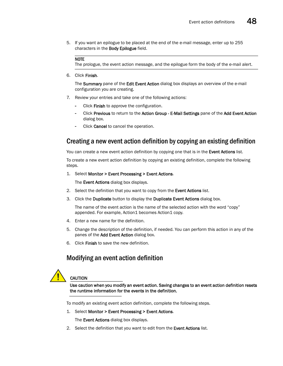 Modifying an event action definition | Brocade Network Advisor SAN + IP User Manual v12.1.0 User Manual | Page 1787 / 2389