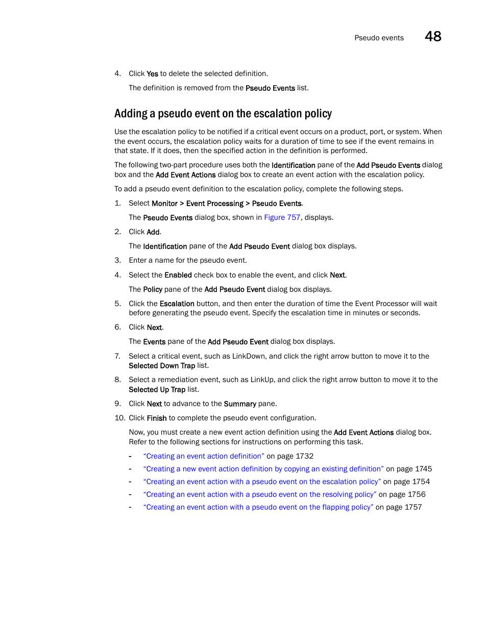 Adding a pseudo event on the escalation policy | Brocade Network Advisor SAN + IP User Manual v12.1.0 User Manual | Page 1795 / 2389