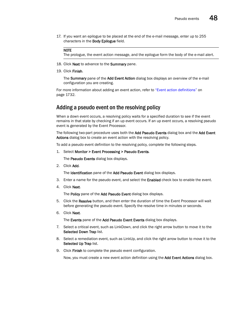 Adding a pseudo event on the resolving policy | Brocade Network Advisor SAN + IP User Manual v12.1.0 User Manual | Page 1797 / 2389