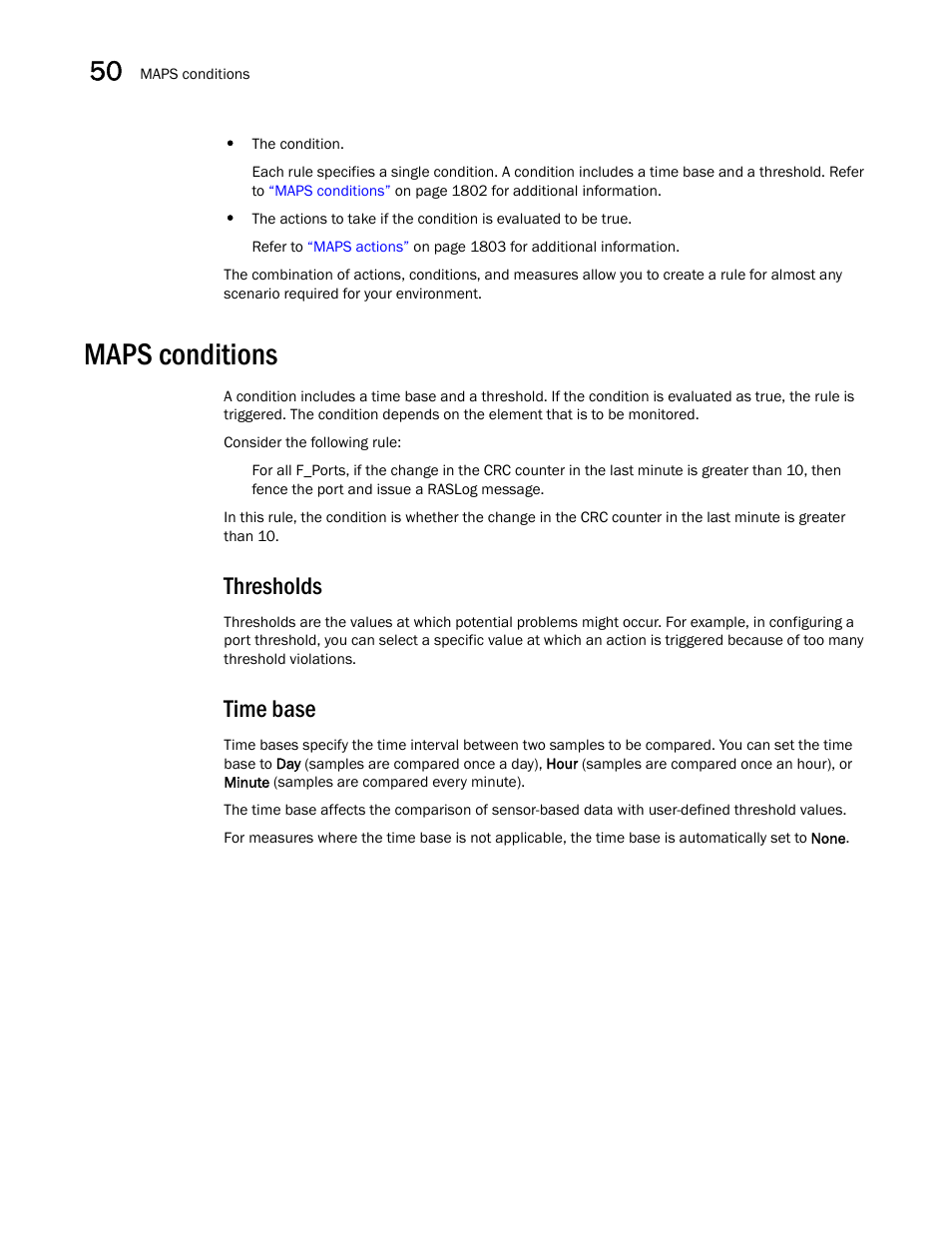 Maps conditions, Maps conditions 2, Thresholds | Time base | Brocade Network Advisor SAN + IP User Manual v12.1.0 User Manual | Page 1843 / 2389