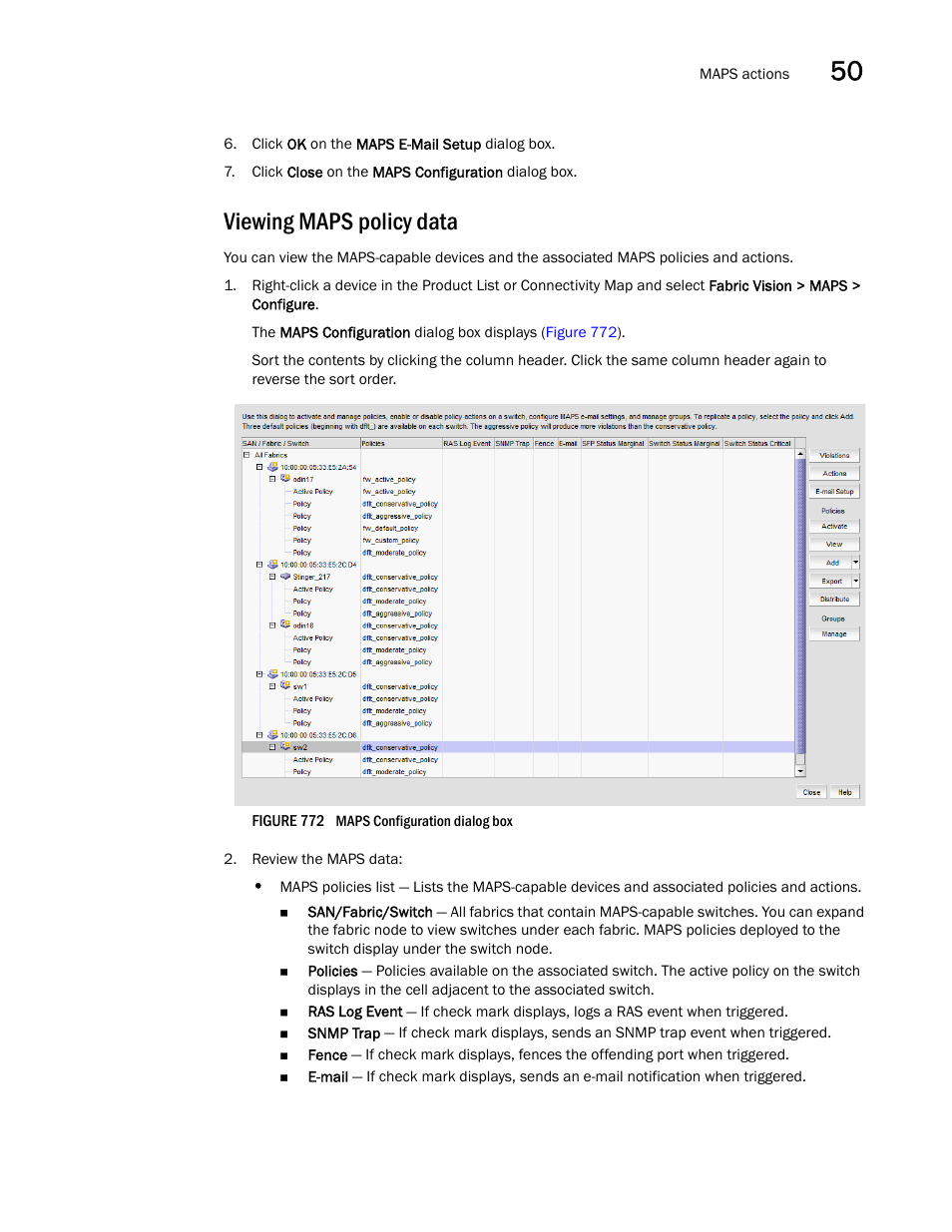 Viewing maps policy data | Brocade Network Advisor SAN + IP User Manual v12.1.0 User Manual | Page 1848 / 2389