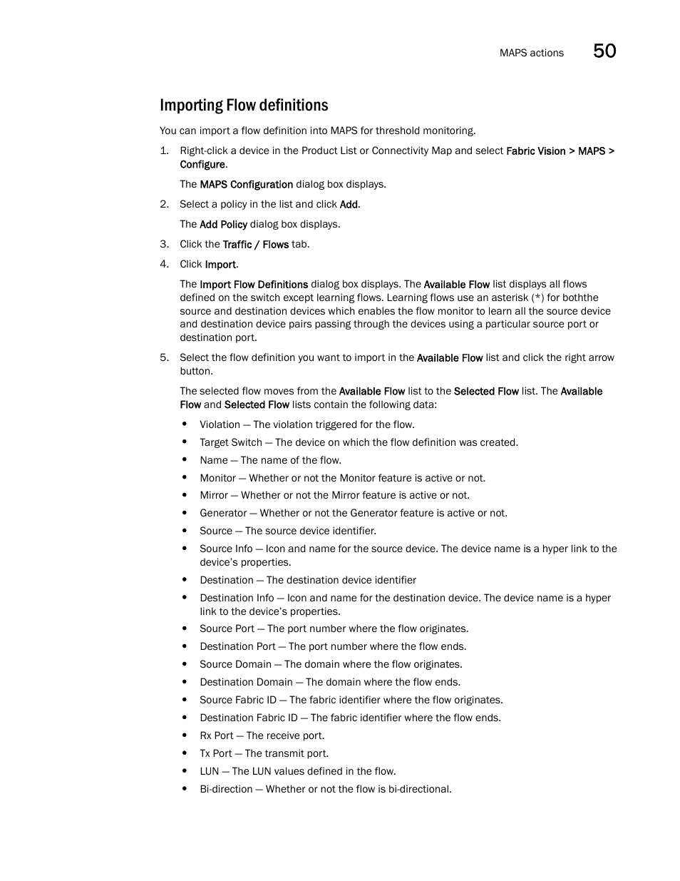 Importing flow definitions | Brocade Network Advisor SAN + IP User Manual v12.1.0 User Manual | Page 1854 / 2389