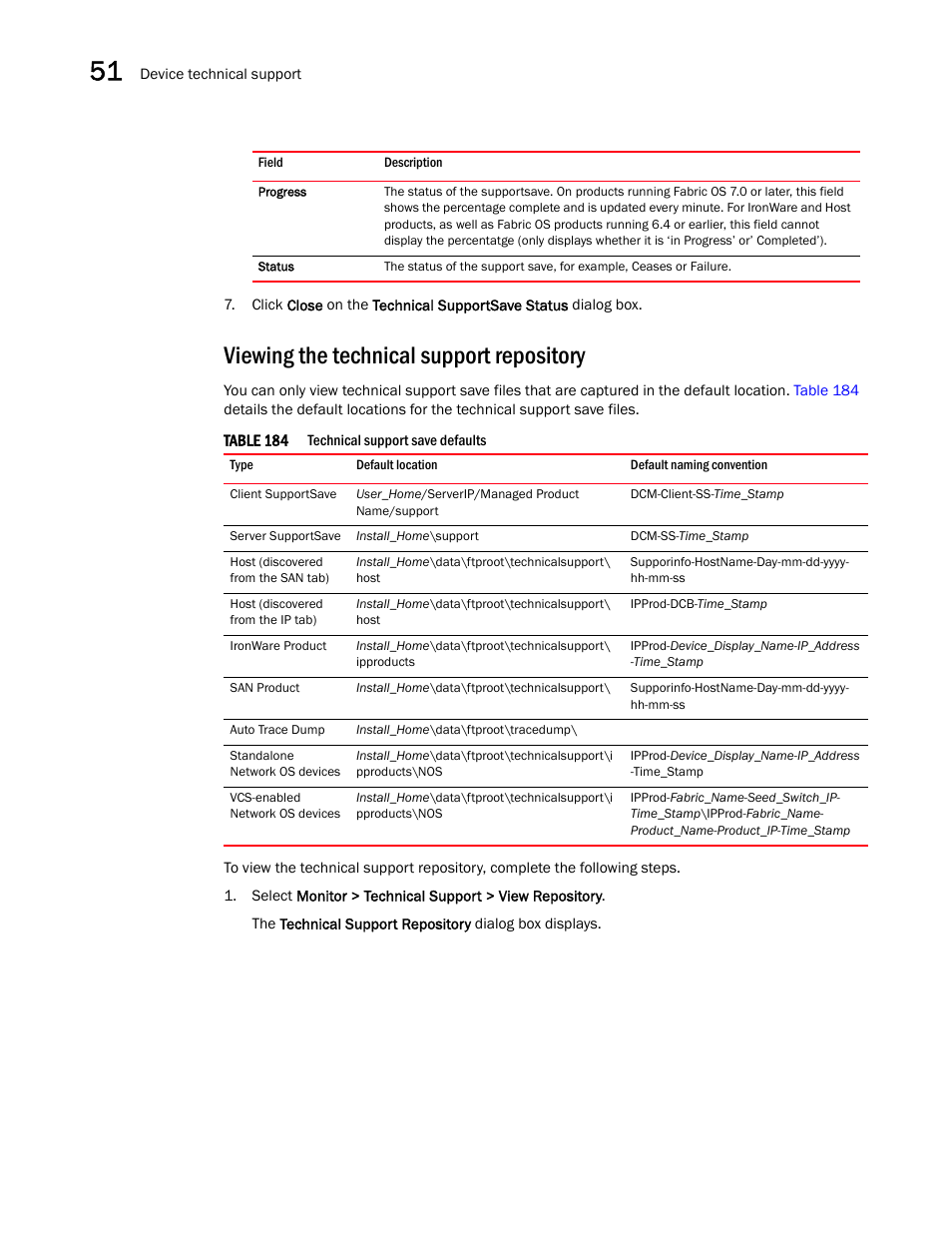 Viewing the technical support repository | Brocade Network Advisor SAN + IP User Manual v12.1.0 User Manual | Page 1885 / 2389