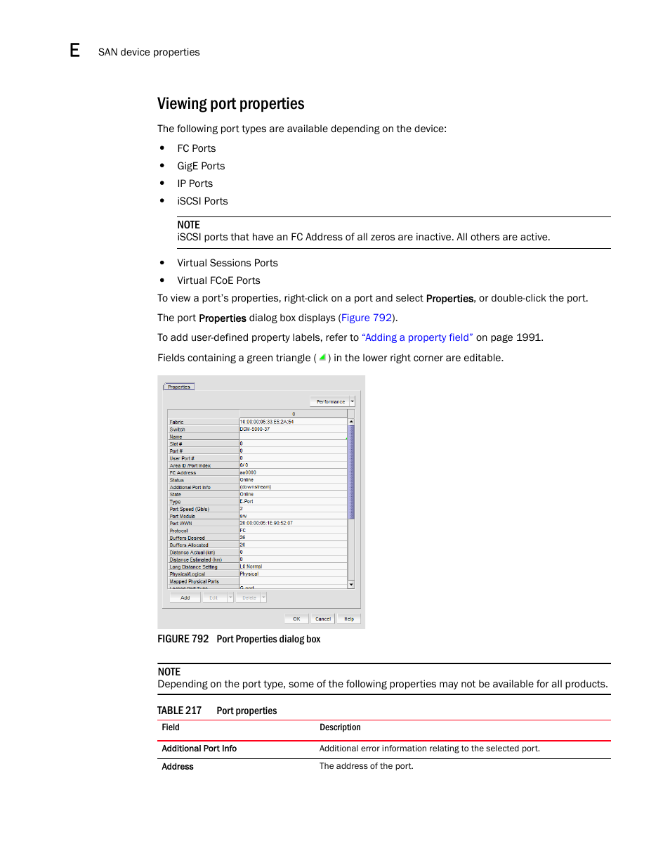 Viewing port properties, Port properties | Brocade Network Advisor SAN + IP User Manual v12.1.0 User Manual | Page 2010 / 2389