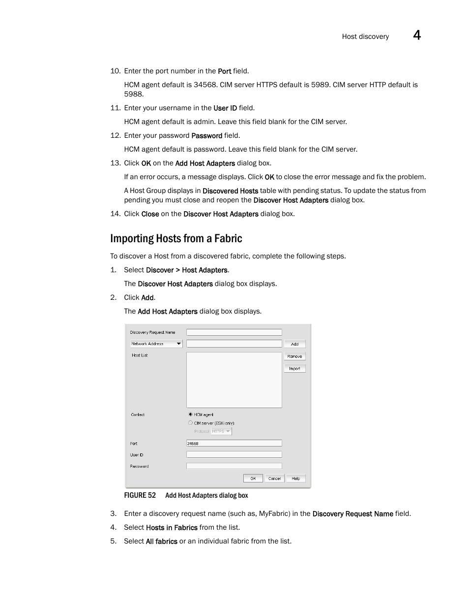 Importing hosts from a fabric, Step 10, Step 13 | Brocade Network Advisor SAN + IP User Manual v12.1.0 User Manual | Page 202 / 2389